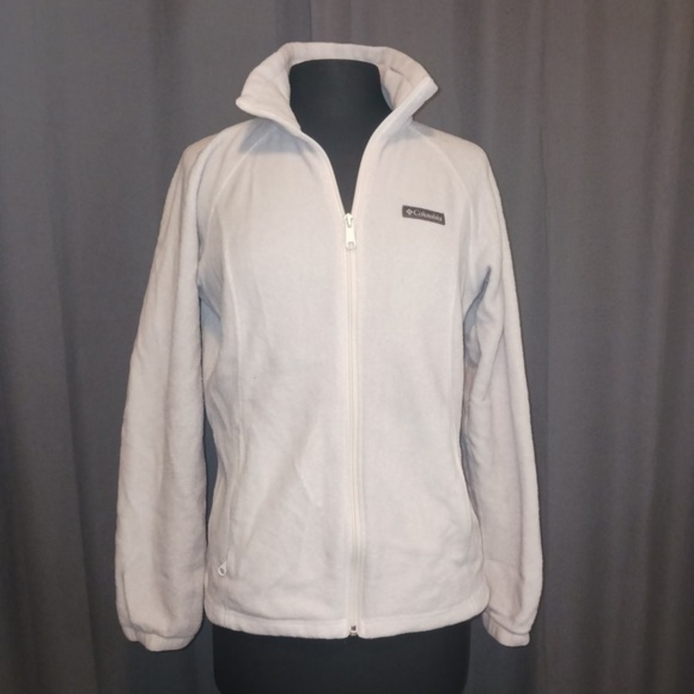 Columbia Womens Benton Springs Full Zip Fleece Jacket White Size M‎ Mock Neck